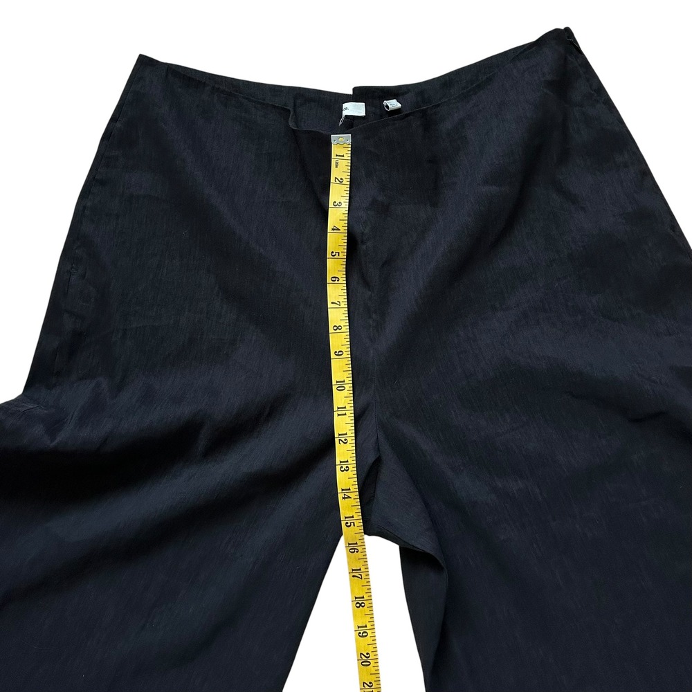 Vince Stretch Linen Crop Wide Leg Pants Black Plus Size 18 High Rise Side Zip - Picture 15 of 16